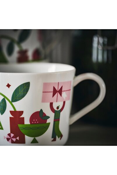 IKEA VINTERFINT Mug, white/Christmas pattern, 36 cl