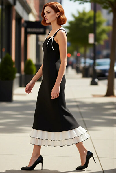 PayBuy Kadın Balık Kesim Fiyonk Detaylı İnce Askılı Kalp Yaka Maxi Abiye Elbise Düğün Nikah Özel Davetler