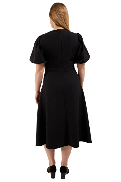 PayBuy Women's Skater Molded Woven Midi Length Short Sleeve Stylish Dress Is Dazzling with Modern and Elegant Details