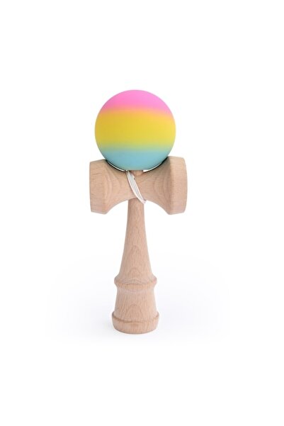 lumixauto Professional Beech Wood Kendama 18 cm, 160 g with 80 g Ball, Sticky Matte Rainbow Fade