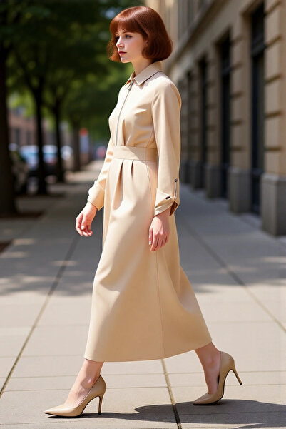 PayBuy Γυναικείο φόρεμα με φερμουάρ με λεπτομέρεια από γαμπαρντίνα σε γραμμή ...