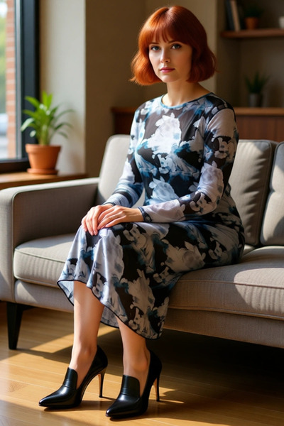 PayBuy Women's Exclusive Bodycon Fit Midi Dress Tulle Detail Long Sleeve Knitted Fabric Spring Autumn Elegance