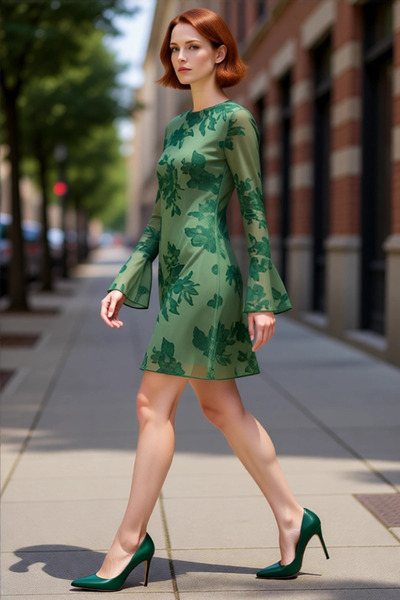 PayBuy Γυναικείο φόρεμα με φλοράλ σχέδιο Bodycon Mini Tulle με μακρύ μανίκι μ...