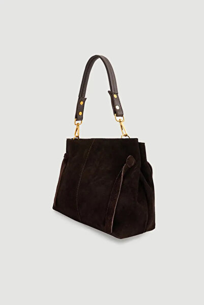 Gusto Studded Suede Bag - Brown
