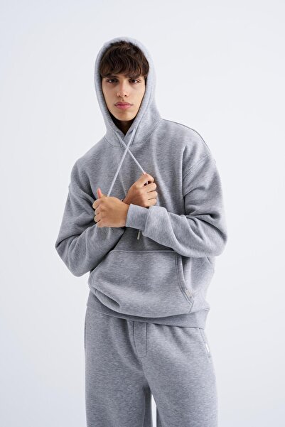 Machinist Чоловіча оверсайз-футболка з капюшоном, сіра меланжева