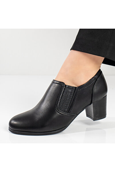 Modlet.ro Women's black casual block-heeled shoes with elastic MOD11101