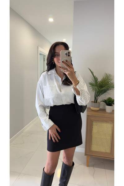 BİRCANÇİL MD Sewy Ekru Çizgili Gömlek