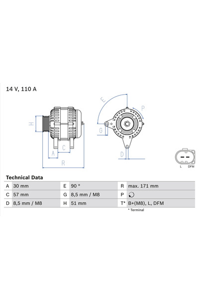 Bosch Generator / Alternator Audi A3 Seat Altea/Cordoba/Ibiza 3