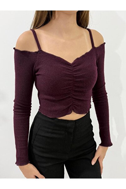 peri tower ΝΕΑ ΣΕΖΟΝ Γυναικεία πλεκτή μπλούζα με λαιμόκοψη σε σχήμα V με κορδ...