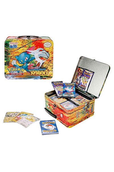 Pokemon Scarlet & Violet Surging Sparks Trading Card Metal Kutu - Sarı Kutu