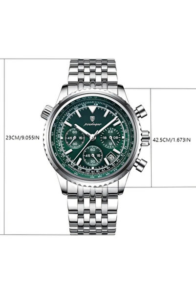 POEDAGAR Men's Wristwatch Stylish Design Stainless Steel Strap Titanium Case Blue Color Waterproof