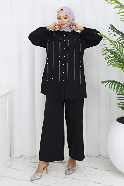 Missvalle Stone Detailed Suit Black 19266