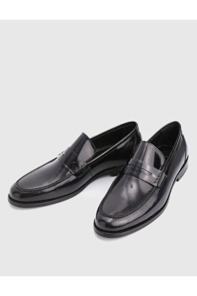 İLVİ Filip Genuine Open Leather Navy Blue Men's Classic Shoes