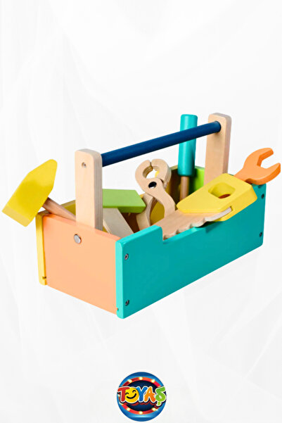 Toyaş 6 Piece Repair Kit + Bag Colorful Wooden Children's Repair Bag, Educational Set