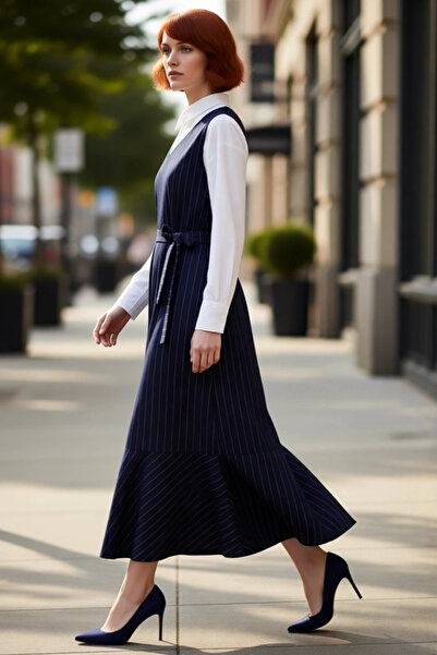 PayBuy Rochie de damă, cu dungi, cu decolteu în V, lungime maxi, țesută, aleg...