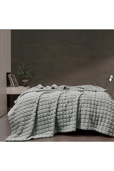 Alhabib bedding Frenzy Double Faux Fur Blanket Grey 220 x 240 cm