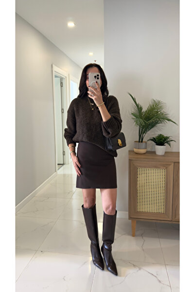 BİRCANÇİL Tosla Brown Short Skirt