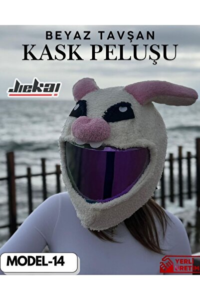 JİEKAİ MODEL-14 KASK PELUŞU-KILIFI TEK EBAT BEYAZ TAVŞAN