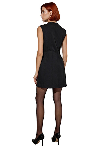 PayBuy Women's Skater Belted Mini Vest Dress with V-Neck Cutout Offers Office Elegance Ideal for All Seasons