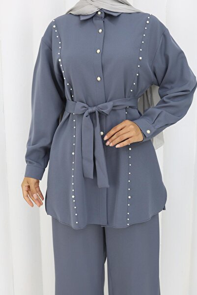 Missvalle Διπλό Σετ με Πέρλες και Ζώνες Γκρι 19265