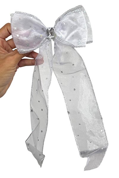 TAKIŞTIR White Color Star Detailed Stoned Ribbon Vending Machine Buckle