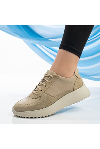 Modlet.ro Дамски бежови кожа ежедневни обувки MOD13297