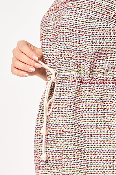 Karl Lagerfeld Women Textured Tie Waiste Mini Dress, Multicolor