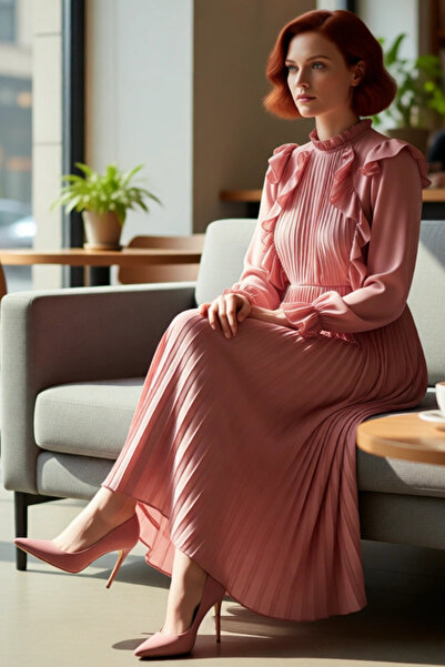 PayBuy Γυναικείο μάξι φόρεμα με πλισέ ψηλός λαιμός προσφέρει κομψότητα σε κομψά περιβάλλοντα με το σχέδιο των μπαλόνια μανίκια