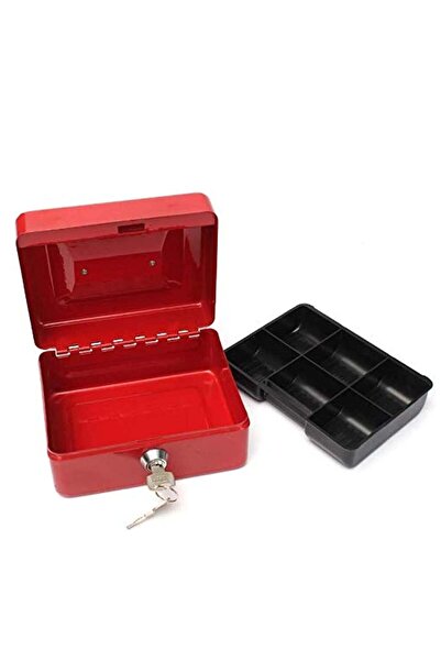 Jiffy صندوق نقود مع قفل مفتاح - أحمر