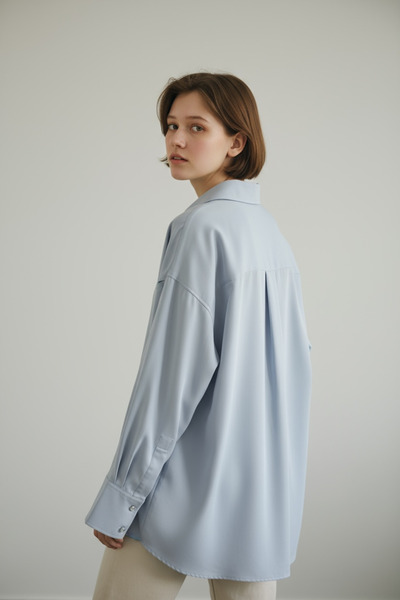 Zafira Conception Zafira Oversize Taş Düğmeli Bebe Mavisi Gömlek – Ferah & Modern Stil