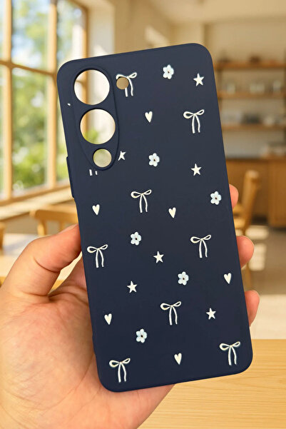 Vip Case VİVO Y19 Uyumlu Mini Fiyonk Desenli Silikon Darbe Emici Klasik Korumalı Rubber Kılıf