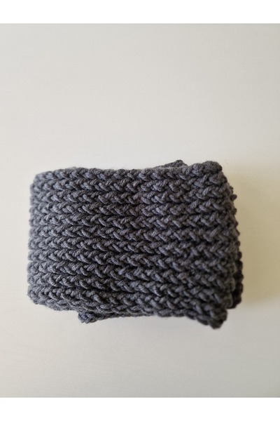 Hobi Kafe Hand Knitted Dark Gray Color Adult Scarf