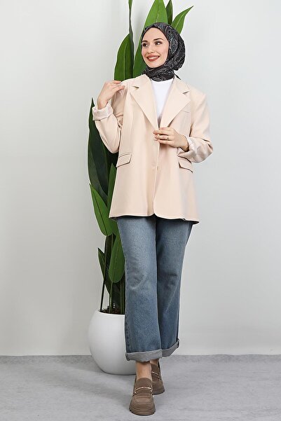 GİYZAMİLA Κρέμα μπουφάν με δύο κουμπιά Dalya