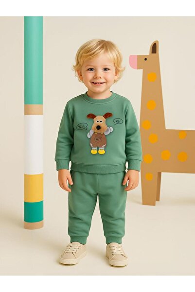 Civil Boys Mobil Dog Embroidered 2-5 Years Old Tracksuit Set - Khaki 2-3 Years Old