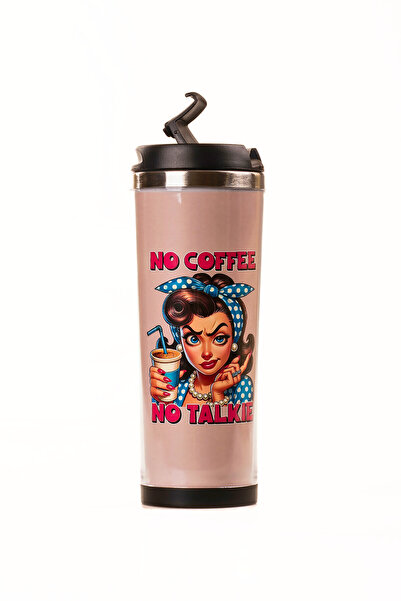 MUKKO HOME 360 ml Steel Thermos Mug – Coffee Lady Design, Steel Inner Chamber, Hot & Cold Beverage Cup