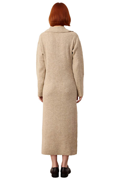 PayBuy Women's Shirt Collar Buttoned A-Line Long Sleeve Plain Thessaloniki Knitwear Maxi Dress Winter Season Elegance