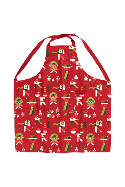 IKEA VINTERFINT Apron, Christmas pattern red, 85 x 89 cm