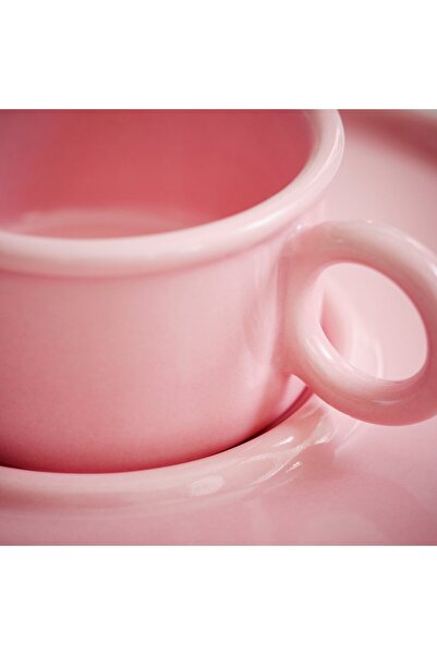 IKEA VINTERFINT Cup with saucer, pink, 7 cl