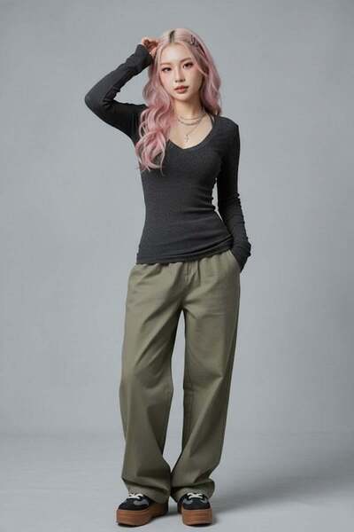 Karakedi Crop negru cu guler lat, simplu, Y2K, cu mânecă lungă