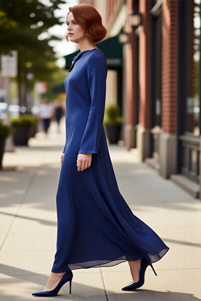 PayBuy Γυναικείο βραδινό φόρεμα μάξι με ασύμμετρο λαιμόκοψη με λεπτομέρεια με...