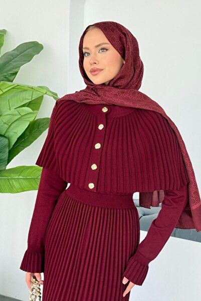 Şulemoda Giyim Σετ με πλισέ φούστα με πεταλούδα μπορντό