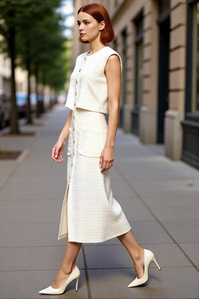 PayBuy Kadın Kolsuz %100 Pamuk Tüvit Dokuma Düğmeli Bisiklet Yaka Astarlı Mid...