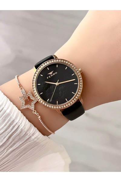 FERRO ساعة يد نسائية منتج أصلي مع ضمان لمدة عامين مع سوار هدية مقاومة للماء حتى 3 وحدات ضغط جوي معبأة في علبة هدايا