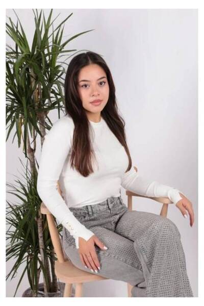 Fashion Friends guler rotund Pulover pentru femei, cu dungi, alb, negru 25K00...