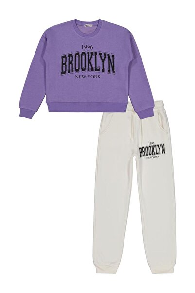 Civil Girls طقم رياضي بروكلين مطبوع للأعمار من 10 إلى 13 عامًا - أرجواني للأعمار من 13 إلى 14 عامًا