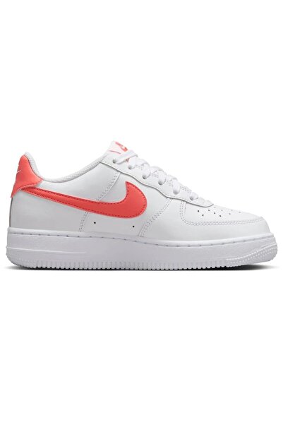 Nike Air Force 1 AF1 GS кожени унисекс маратонки с оранжев Swoosh, естествена кожа, ежедневни спортни обувки, бели