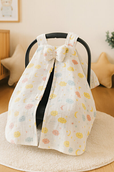 BeygeBaby %100 Pamuk Müslin Kumaştan Tek Katlı Müslin Puset Örtüsü