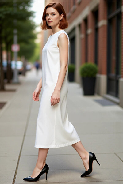 PayBuy Rochie de damă, fără mâneci, model Shift bumbac 100% Rochie simplă, lu...