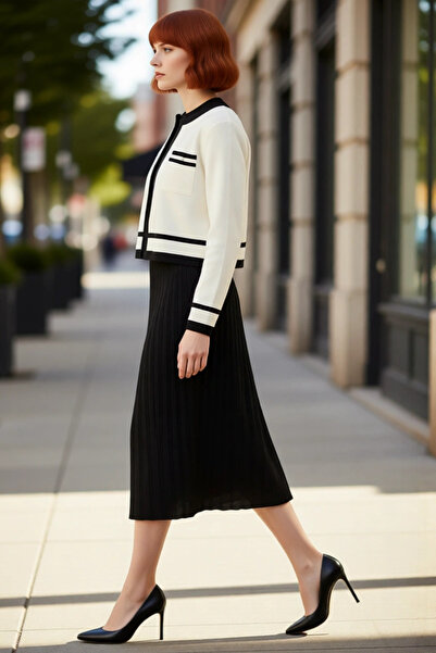 PayBuy Γυναικεία πλεκτά ρούχα Midi A Line Cardigan Σετ αντίθεση χρωμάτων Άνετ...