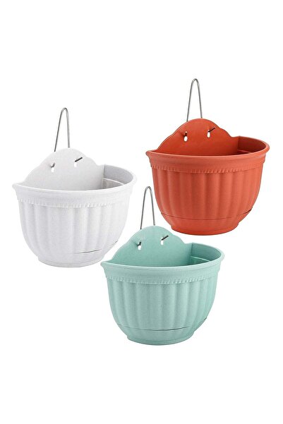 Jiffy مجموعة من 3 أواني زراعة معلقة على الحائط من DEAYOU - أحمر قرميدي، أبيض عاجي، أخضر